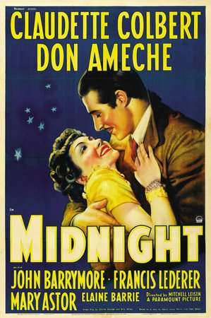 Midnight, Claudette Colbert,John Barrymore,Don Ameche,Francis Lederer,Mary Astor,Elaine Barrie,Hedda Hopper,Rex O'Malley,Monty Woolley,Armand Kaliz
