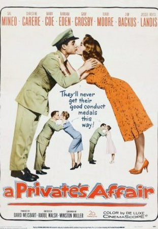 A Private's Affair, Sal Mineo,Barry Coe,Gary Crosby,Barbara Eden,Christine Carère,Terry Moore,Jim Backus,Jessie Royce Landis,Robert Burton,Alan Hewitt
